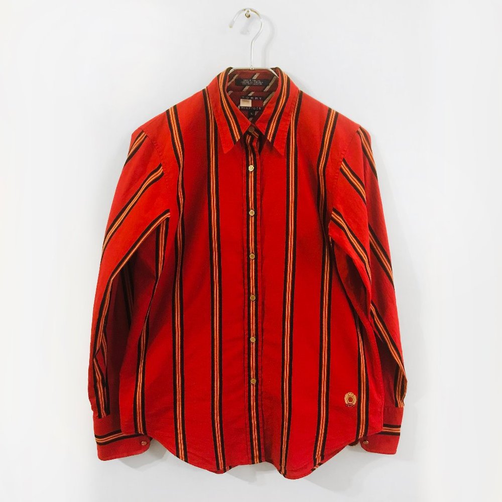 Tommy Filfiger | Women Rolled Cuff Dress Shirt | Red | US6